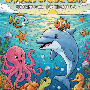 🌊 OCEAN & SEA LIFE COLORING BOOK (Digital Download) – 124 Pages