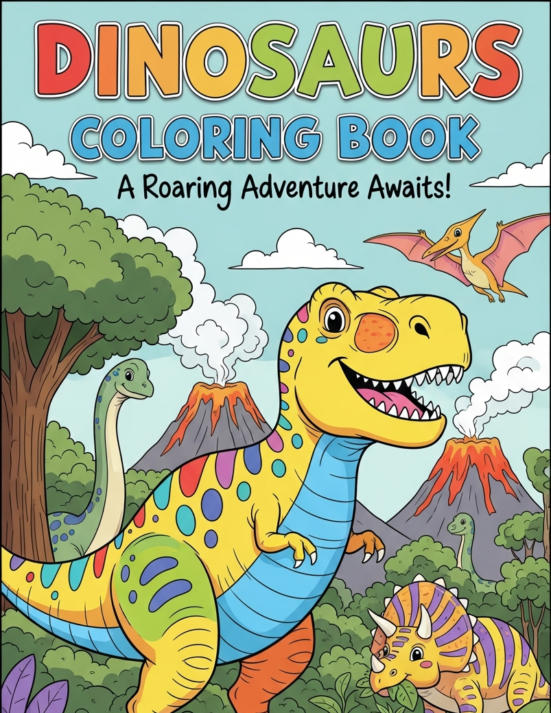 🦖 DINOSAURS COLORING BOOK (Digital Download) – 121 Pages