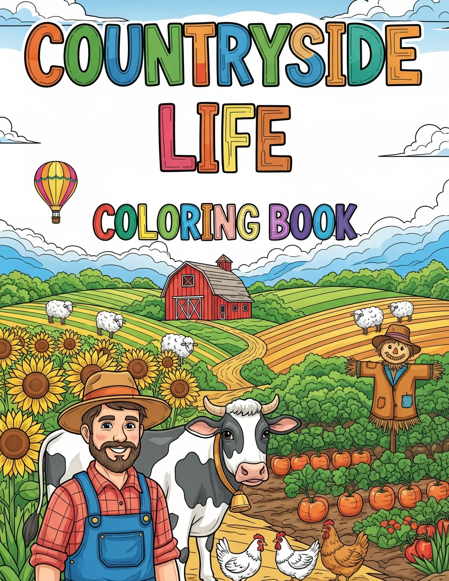 Countryside Life Coloring Digital Book